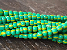 Strand of Classic Antique Green and Yellow Glass Trade Beads