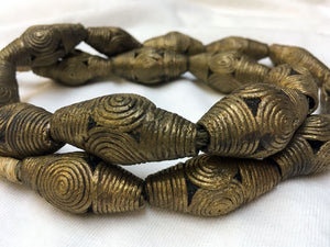 Strand of Heavy, Traditional Brass/Bronze Beads from Nigeria