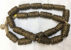Strand of Large Brass Drum Beads from Ghana