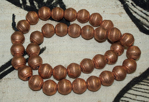 Strand of Fancy Copper Round Beads from Thailand