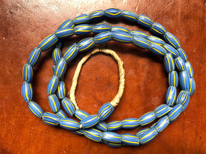 Strand of Blue and Yellow Melon African Trade Beads