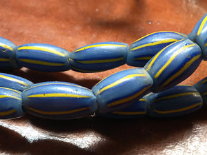 Strand of Blue and Yellow Melon African Trade Beads