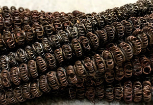 Strand of Fabricated Squashed Basket Beads from Nigeria