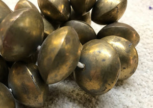 Strand of Large Vintage Brass Saucer Beads from Mali