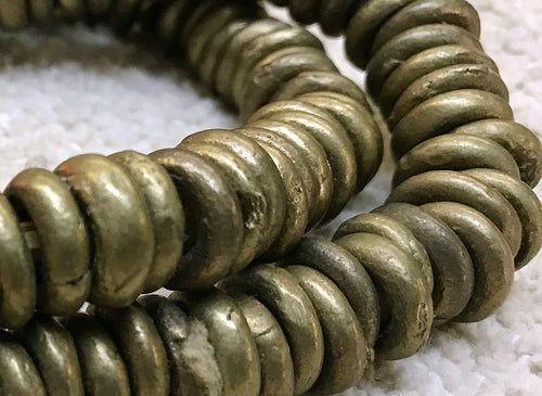 Strand of Rustic Brass Ring Beads from Nigeria