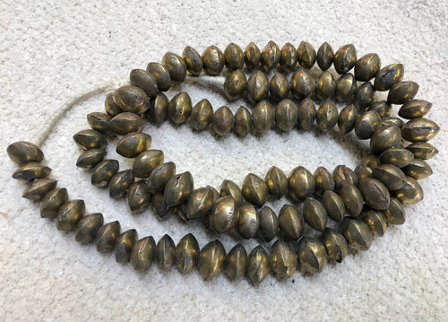 Strand of Small Vintage Brass Saucer Beads from Mali