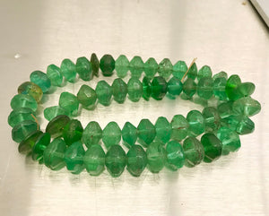 Strand of Antique Green Glass Vaseline Beads