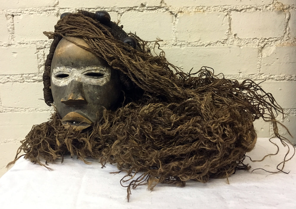 Small Don Mask; Vintage Wood and Fabric