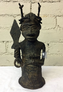 Vintage Brass or Bronze 70s Congo Warrior Figure