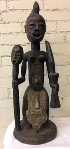 Fulani Warrior Statue, Vintage Wood